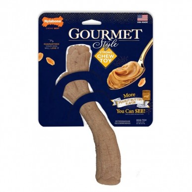 Nylabone Gourmet - עצם לעיסה דנטלית בטעם חמאת בוטנים  MEDIUM